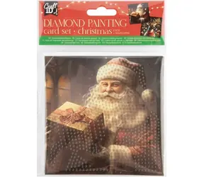 CRAFT ID Diamantmalerei Weihnachtskarte Weihnachtsmann und Rentier 13x13 cm