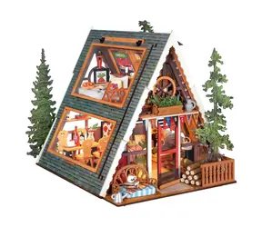 Robotime 3D-Holzpuzzle Miniaturhaus Gemütliche Waldhütte / 336 Teile / ab 14 Jahren