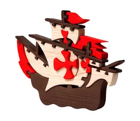 Fauna Holzpuzzle aus Massivholz, Schiff Santa Maria / ab 3 Jahren