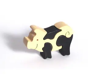 Fauna Holzpuzzle aus Massivholz, kleines Schweinchen / ab 3 Jahren