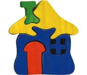 Fauna Holzpuzzle aus Massivholz, kleines Haus / ab 3 Jahren