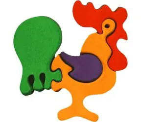 Fauna Holzpuzzle aus Massivholz, kleiner Hahn / ab 3 Jahren