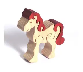 Fauna Holzpuzzle aus Massivholz, kleines weißes Pferd / ab 3 Jahren
