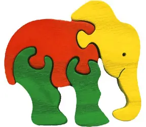 Fauna Holzpuzzle aus Massivholz, kleiner Elefant / ab 3 Jahren