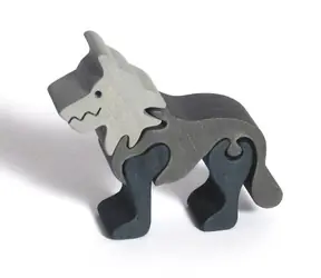 Fauna Holzpuzzle aus Massivholz, kleiner Wolf / ab 3 Jahren