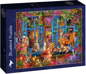 BlueBird Puzzle Fensterbank mit Katzen / 1000 Teile / ab 14 Jahren