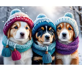 BlueBird Puzzle Hunde im Winter / 300 Teile / ab 9 Jahren