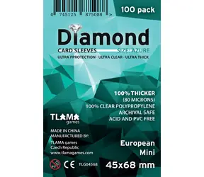 TLAMA Games Diamond Azure Kartenhüllen: Europäisches Mini (45x68 mm) (80 Mikron, 100 Stück)