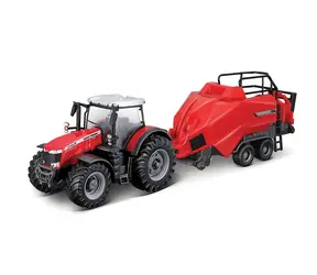 Bburago FARMLAND Massey Ferguson 8740S Traktor mit Ballenpresse / 10 cm / ab 3 Jahren
