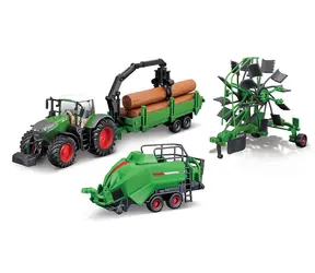 Bburago FARMLAND Set FENDT 1050 VARIO Traktor mit drei Anhängern / 10 cm / ab 3 Jahren