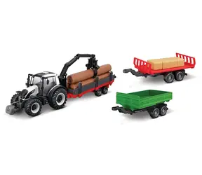Bburago FARMLAND Set Valtra N174 Traktor mit drei Anhängern / 10 cm / ab 3 Jahren