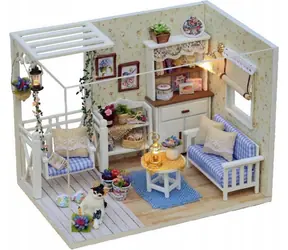 KIK Retro-Wohnzimmer mit LED-Beleuchtung, DIY-Modell / ab 8 Jahren