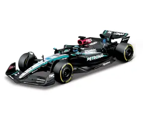 Bburago RACE Formel F1 in einer dekorativen Box - Mercedes- AMG Petronas W15 (2024) #63 G. Russell / 1:43 / ab 14 Jahren