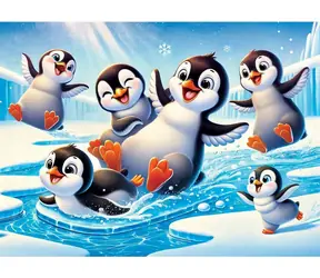 Wooden City -Puzzle „Fröhliche Pinguine“ - 40 Teile / ab 5 Jahren