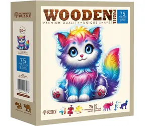 Wooden City Holzpuzzle Buntes Kätzchen 75 Teile / ab 10 Jahren