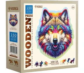 Wooden City Holzpuzzle Regenbogenwolf 150 Teile / ab 10 Jahren