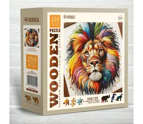 Wooden City Holzpuzzle „Der sanfte König der Löwen“, 250 Teile / ab 14 Jahren