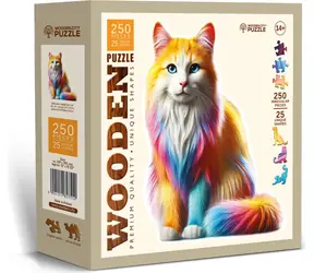 Wooden City Holzpuzzle Regenbogenkatze 250 Teile / ab 14 Jahren