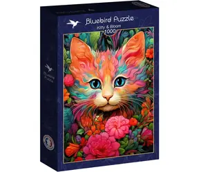 BlueBird Puzzle Kätzchen und Blumen / 1000 Teile / ab 14 Jahren