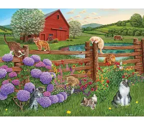 COBBLE HILL Puzzle Katzen auf dem Bauernhof XL / 275 Teile / ab 9 Jahren