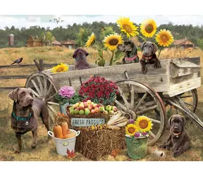 Kopfsteinpflaster-Puzzle-Holzwagen / 500 Teile / ab 12 Jahren