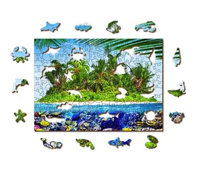Wooden City Holzpuzzle „Exotische Schatzinsel 2-in-1“ / 200 Teile / ECO / ab 8 Jahren