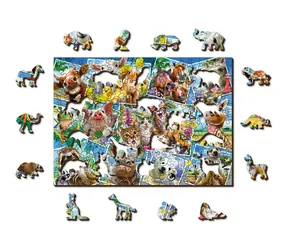 Wooden City Holzpuzzle Tierpostkarten 2-in-1 / 200 Teile / ECO / ab 8 Jahren