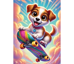 Wooden City Holzpuzzle Hund auf einem Skateboard / 40 Teile / ab 5 Jahren
