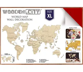 Wooden City Weltkarte aus Holz, Größe XL (120 x 80 cm), rot / 48 Teile / ab 14 Jahren