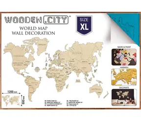 Wooden City Weltkarte aus Holz, Größe XL (120 x 80 cm), blau / 48 Teile / ab 14 Jahren