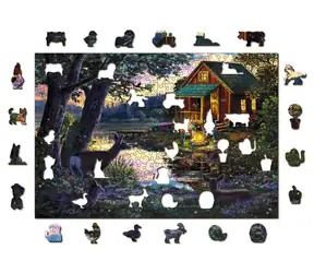 Wooden City Holzpuzzle „Abend im Haus am See“ 2-in-1 / 505 Teile / ECO / ab 14 Jahren