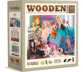 Wooden City Holzpuzzle „Freche Welpen“ / 505 Teile / ab 14 Jahren