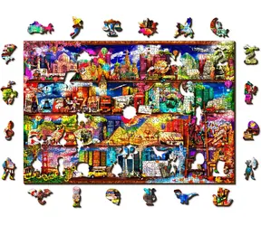 Wooden City - Reise-Bücherregal aus Holzpuzzle / 505 Teile / ab 14 Jahren