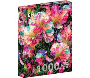 ENJOY Puzzle Buntglas mit Erbsenblüten / 1000 Teile / ab 14 Jahren