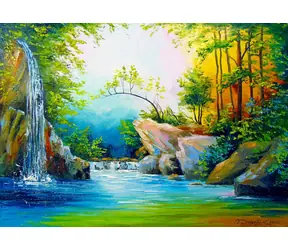 ENJOY Puzzle Im Wald am Wasserfall / 1000 Teile / ab 14 Jahren