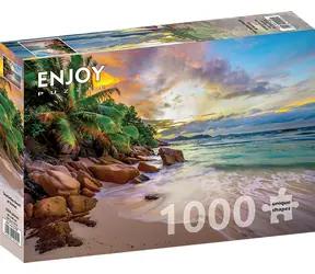 ENJOY Puzzle Seychelles Strände bei Sonnenuntergang / 1000 Teile / ab 14 Jahren