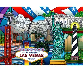 ENJOY Puzzle Collage amerikanischer Denkmäler / 1000 Teile / ab 14 Jahren