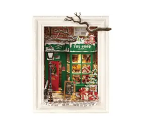 Robotime Rolife DIY 3D-Holzpuzzle Weihnachtsmann-Spielzeugladen mit LED-Beleuchtung / 122 Teile / ab 14 Jahren