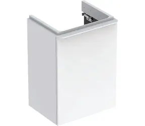 Geberit Smyle Square - Waschtischunterschrank, Hochglanzweiß/Mattweiß, 44 x 36 x 62 cm, 1 Tür, links angeschlagen
