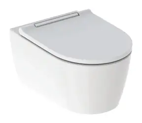 Geberit ONE - Wand-WC mit Softclose-Sitz | TurboFlush | KeraTect | Weiß/Chrom 