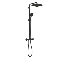 Grohe Vitalio Comfort - Duschset mit Thermostat 25 x 25 cm | 2 Strahlarten | Mattschwarz 