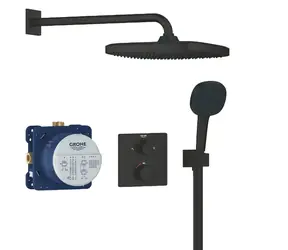 Grohe - Duschset mit verdecktem Thermostat, Duschkörper 25 x 25 cm | 2 Strahlarten | Mattschwarz 