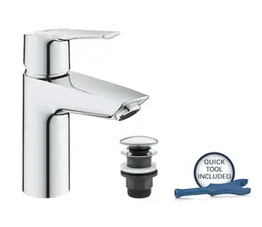 Grohe QuickFix Start - Waschtischarmatur mit Push-Open-Auslauf und Kaltstartfunktion, verchromt 