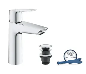 Grohe QuickFix Start - Waschtischarmatur mit Push-Open-Auslauf, verchromt 
