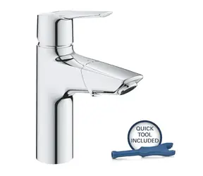 Grohe QuickFix Start - Waschtischarmatur mit Ausziehbrause und Push-Open-Auslauf, verchromt 