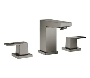 Grohe Eurocube - Waschtischarmatur mit Ablaufgarnitur, 3-Loch-Montage, gebürstetes Graphite 