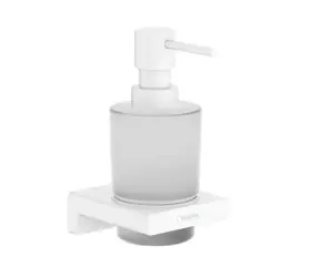 Hansgrohe AddStoris - Seifenspender mit Halterung, satiniertes Glas/mattweiß