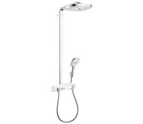 Hansgrohe Raindance Select E - Duschset Showerpipe 300 mit ShowerTablet Select Thermostat | 3 Strahlarten | Weiß/Chrom