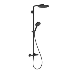 Hansgrohe Raindance S - Duschset mit Thermostat | Durchmesser 24 cm | 3 Strahlarten | EcoSmart+ | Mattschwarz 