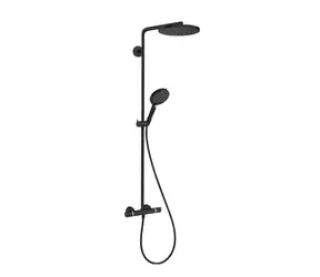 Hansgrohe Raindance S - Duschset mit Thermostat | Durchmesser 24 cm | 3 Strahlarten | EcoSmart | Mattschwarz 